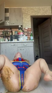 Pooping and smearing poop in supergirl suit (Part 1 of full version)