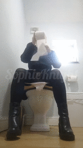 Pissing on a public toilet front view