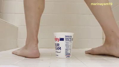 Packing into sour cream container