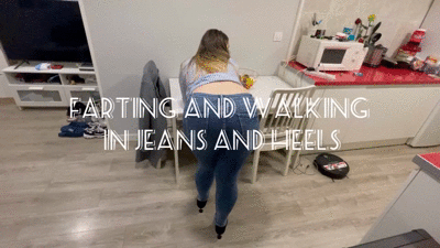 Walking and farting in jeans and heels