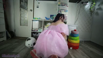 Pretty girl and dirty plastic pants