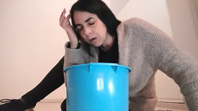 Vomiting in torrents into a large bucket