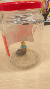 He is gasped in a jar with gases (fantasy)