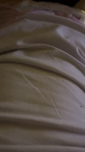 Girl in a bodysuit poops in her diaper