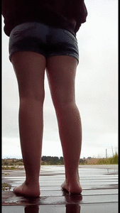 Outdoors Piss and Shart in tight shorts