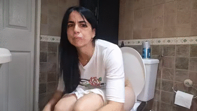 Constipated in the bathroom