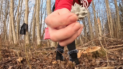 Giantess destroys tiny in the wilderness