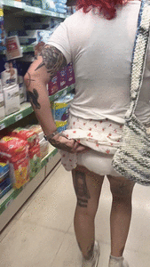 Shopping and playing in diapers