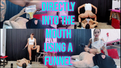 DIRECTLY INTO THE MOUTH USING A FUNNEL
