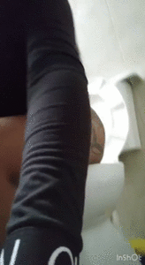Andrea exploring the bathroom
