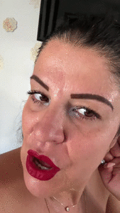 sweaty from pushing so hard