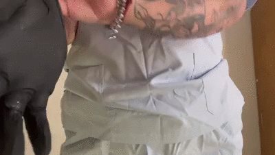 I'm wearing my scrubs. I can't stand poop!